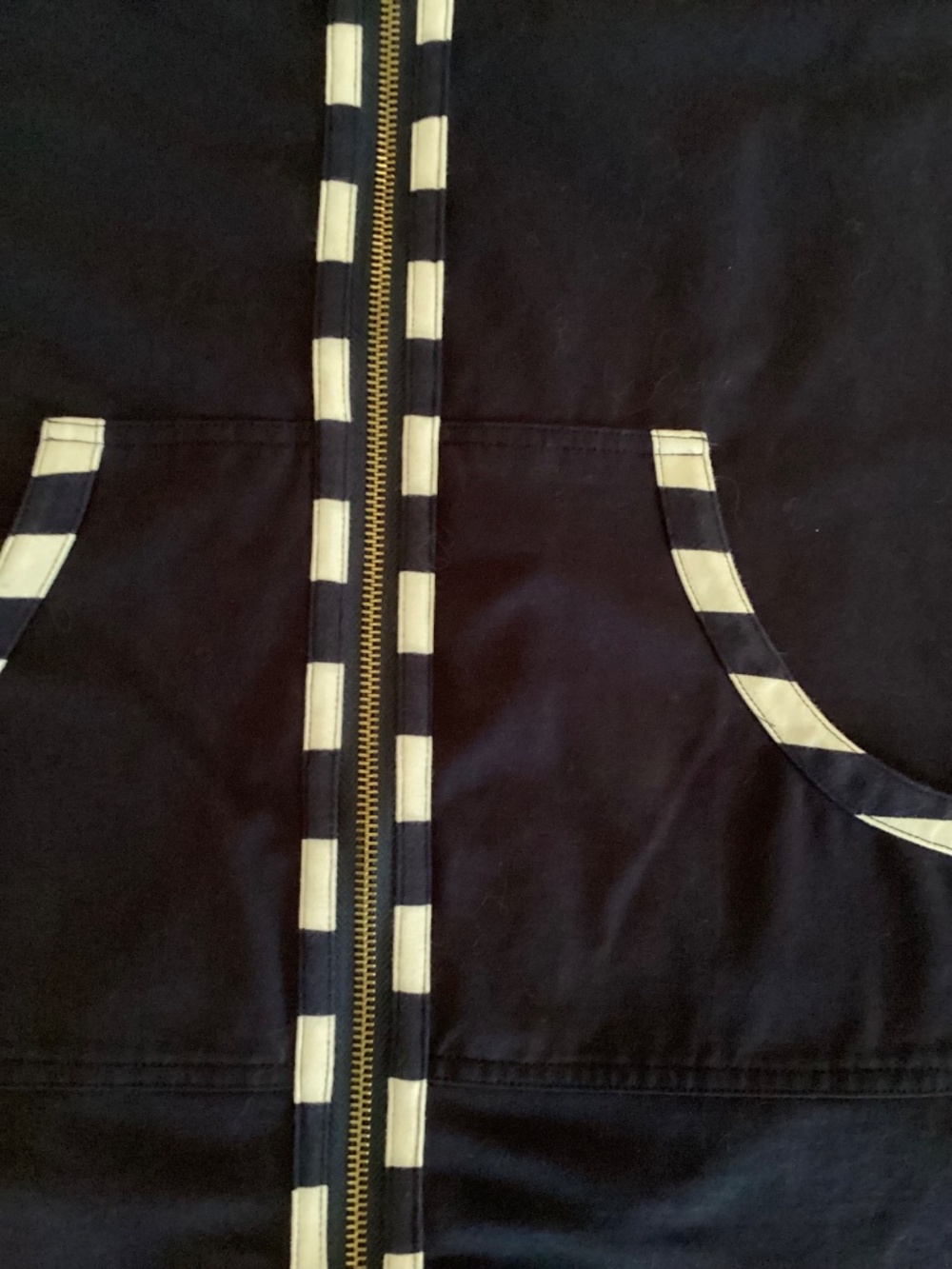 DUFFIELD LANE NAVY WHITE ZIP-UP LONG SLEEVE COTTON JACKET SIZE L - Picture 5 of 10